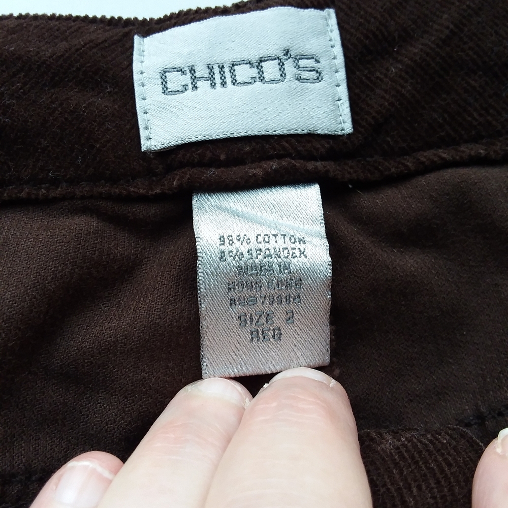 Chico's 2 choclate brown straight corduroy pants - Picture 3 of 10